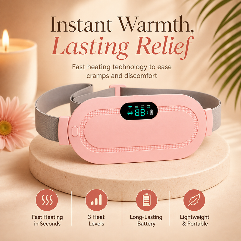 Her Aura Cordless Heating Pad — Heat + Massage for Period Cramp Relief